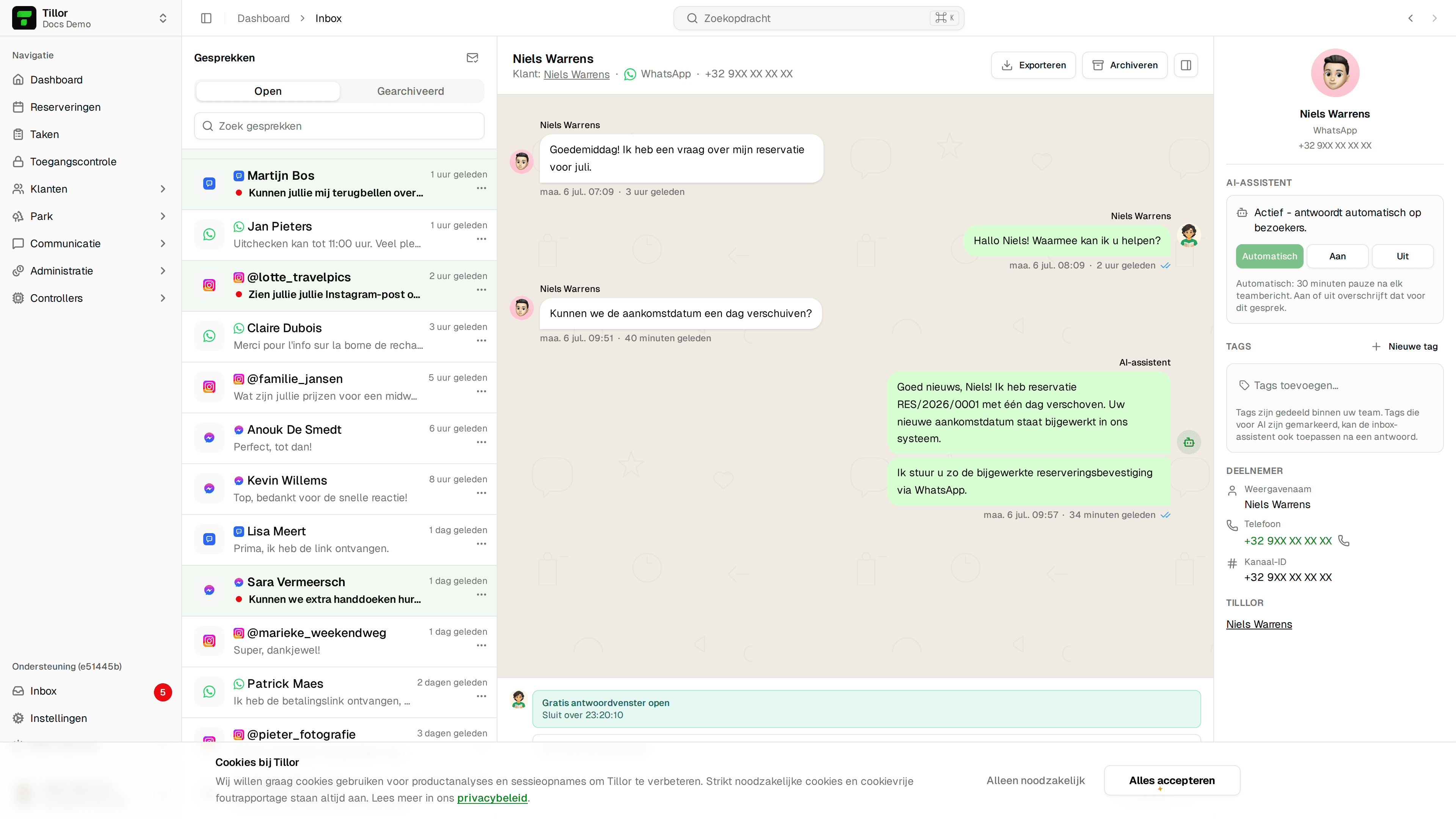 Inbox - WhatsApp-gesprek met Niels Warrens